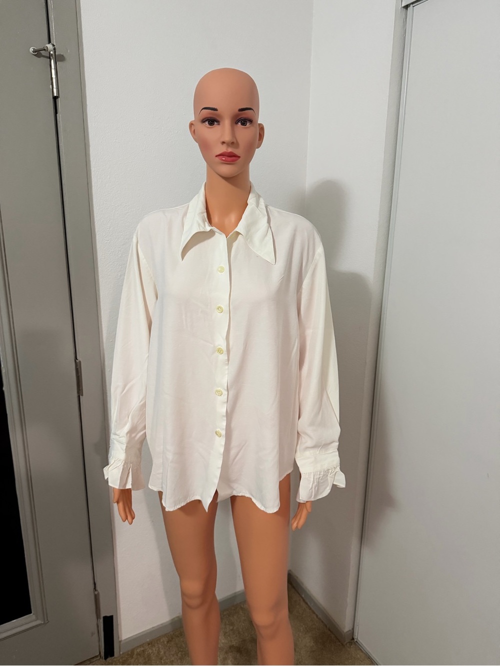 Vintage Judy Knapp California Cream Button Front Blouse Large